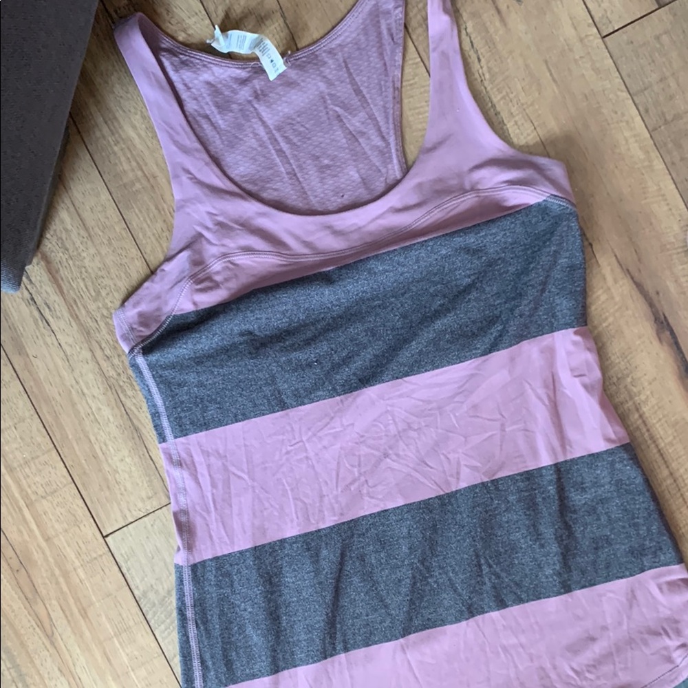 Lululemon Athletica Pink and Gray Fitted Sleeveless Tank